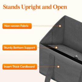 Lifewit Reusable Grocery Bags 6 Packs, Heavy Duty Foldable Shopping Bags with Reinforced Handles, Large Standing Tote Bags Stay Open, Waterproof Carry Box Bag for Kitchen, Car Trunk, Grey