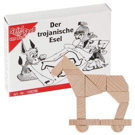 Bartl 109296 Mini Wooden Puzzle The Trojan Donkey Made of 14 Small Wooden Pieces