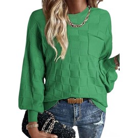 SHEWIN Oversized Sweaters for Women Casual Long Sleeve Pullover Tops Loose Soft Lightweight Knit Sweater Fall Outfits 2024 Green XX-Large