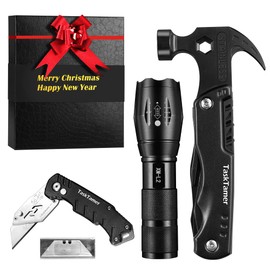 Christmas Gift, Multitool Gifts Set for Christmas, with Multitool Hammer, Utility Knife & Tactical Flashlight, Stocking Stuffers Men Women, EDC Tools for Car, Emergency and Outdoor Adventures