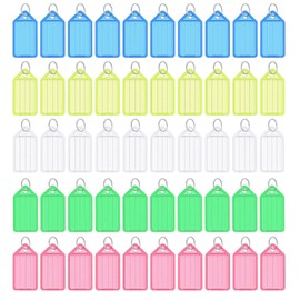 50 Pcs Identificador de Llaves Llavero, Etiquetas para Llaves, Llaveros Plástico, Etiquetas de Equipaje, Llavero Plástico con Ventana Etiqueta, Tiquetas de Identificación, Nombre de Animal de Compañía