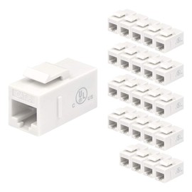 VCE UL Listed 25-Pack RJ45 CAT6 Keystone Coupler Female to Female Insert Coupler, UTP CAT6 Keystone Inline Coupler White