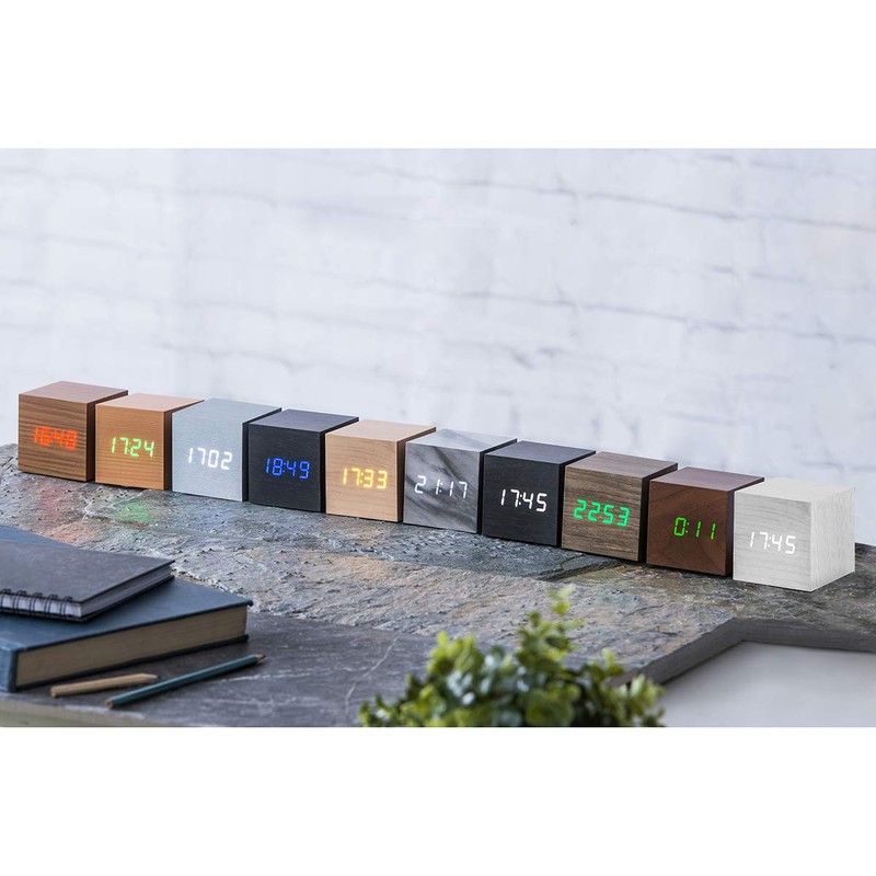 Gingko Design Ginko Design Cube Click Clock Marble/White LED