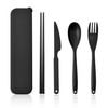 Large Reusable Travel Utensils Set with Case, Plastic Set for