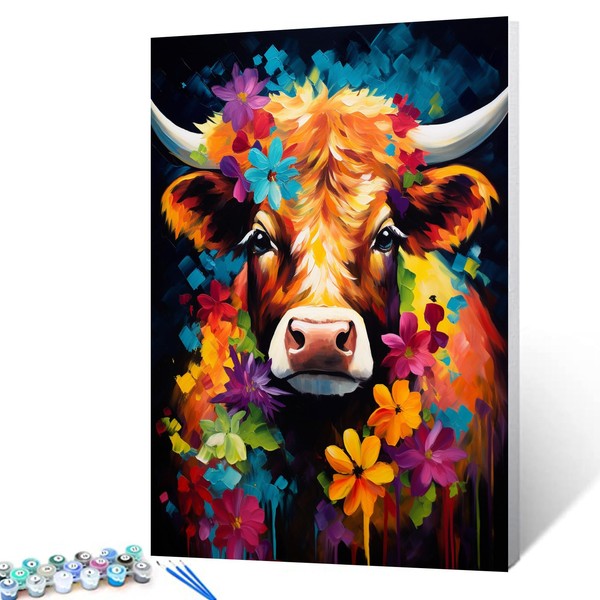 Tucocoo Alpine Cattle Paint by Numbers Kits 16x20 inch Canvas