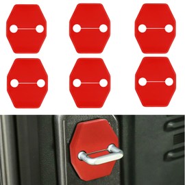 Door Lock Covers Protection Trim for 2018-2021 Jeep Wrangler JL JLU, for Jeep Gladiator JT 2020 2021, ABS Exterior Accessories (Pack of 6) (Red)