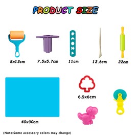 Funbero Kneading Accessories for Children, 41 Pieces Kneading Tool Dough Plasticine Tool Set for Children, Including Dough Plasticine Tools, Moulds, Rolling Pin, Kneading Mat