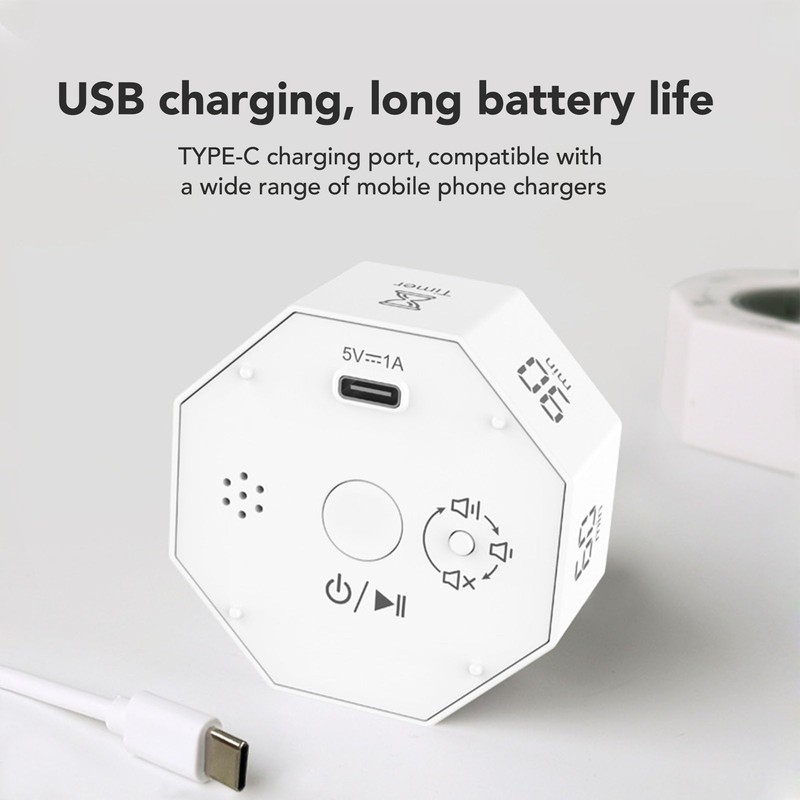 Cube Timer, Rotation Pomodoro Timer, Desk Productivity, with G Sensor