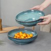 STE-CER Ceramic Fruit Bowl for Kitchen Counter,Decorative Pedestal Bowl for