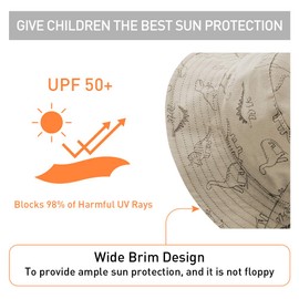 ORVINNER Baby Sun Hat Cotton, Toddler UPF 50+ Sun Protection Beach Bucket Hat Kids Boys Girls Wide Brim Summer Play Hat, A2-beige
