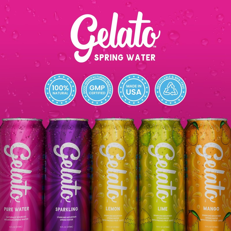 Gelato Mango Sparkling Water - Oxygenated Sparkling Water Packaged in