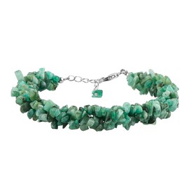 CRYSTALIS Natural Emerald Beads Braided Rope Bracelet, May Birthstone, Chips Nuggets Beaded Gemstones, Chakra Healing Stones, Gift Giving Womens Jewelry, 925 Sterling Silver Bracelet 8 inch