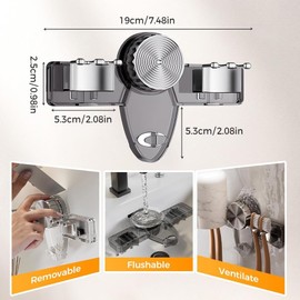 basohallrd Broom Holder Mop Hanger, No punching Required BroomHanger Retractable Towel Rack, Mop and Broom Holder Wall Mount Broom Hanger Organizer for Bathroom Kitchen and Laundry Room (White x2)