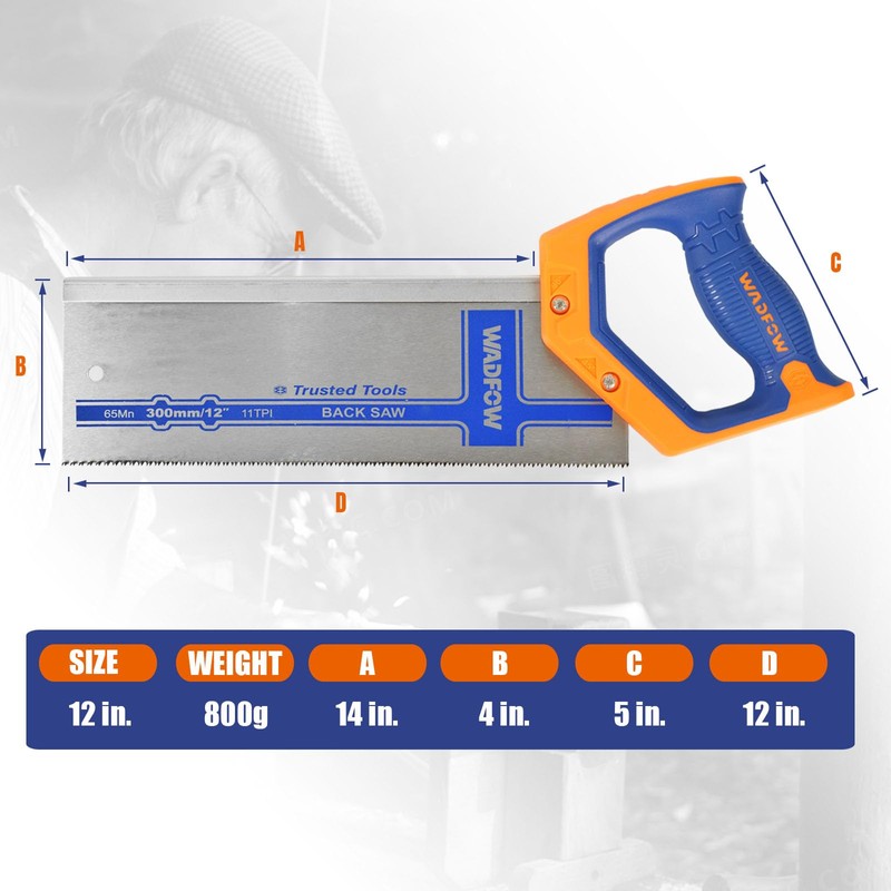 WADFOW 12 Inch Pro Hand Saw: 11 TPI Fine-Cut Soft-Grip