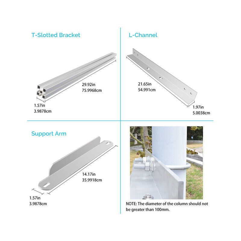 Renogy Solar Panel Side of Pole Mount for Up to