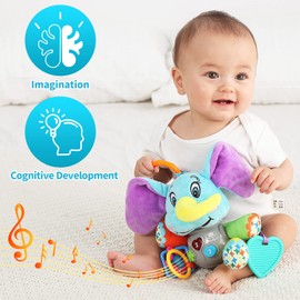 Baby Newborn Toddler Boy Girl Toys Gifts 0-3 3-6 6-12 Months, Luminous Plush Elephant Music Toy, as a Teething Toy, Apply for Car Seats, Cribs and Strollers, Toys for 1-2 Year old Girls Boys