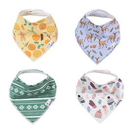 Baby Bandana Drool Bibs for Drooling and Teething 4 Pack Gift Set"Cider" by Copper Pearl