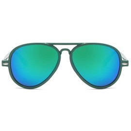 OWL Kids Aviator Sunglasses UV400 Protection Lens Colorful Plastic Frame Childrens Green Aviators for Boys Girls