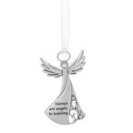 Ganz Nurses are Angels in Training Hanging Ornament, 3.25-inch Height, Silver, Zinc, Polypropylene, Glass