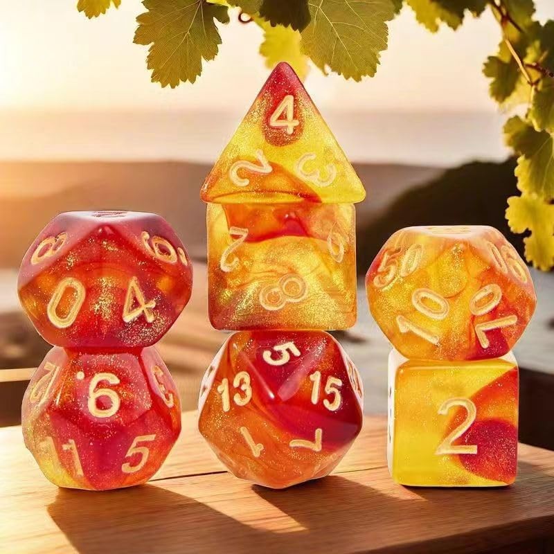 DND Polyhedral Dice Set with a Black Dice Bag for