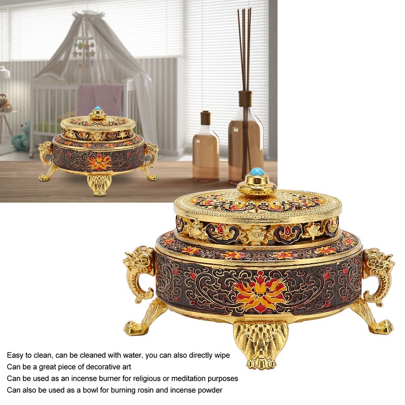 Trinket Incense Burner with Lid Handcraft Antique Polished Process for