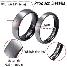 Mabohity Elegant Silver Wedding Band Ring Made of Highest Quality Titanium Streamlined Design Brushed for Men Women Size J to Z Available, Titanium