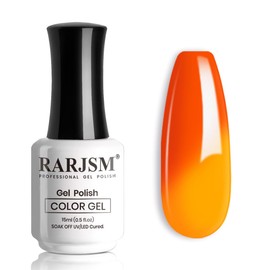 RARJSM Color Changing Gel Nail Polish Orange to Yellow 15ML Mood Changing Gel Nail Polish Soak off UV Temperature Change Gel Polish for Nail Art Manicure Salon DIY at Home