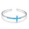 EErMamo Belief Cross Bracelet 925 Sterling Silver Simple Cross Bangle