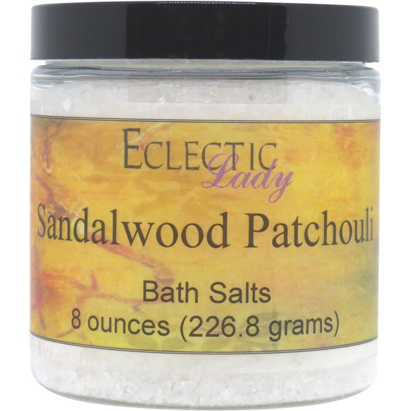 Sandalwood Patchouli Bath Salts by Eclectic Lady, 8 ounces