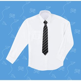 Enlision Ties for Kids Black Stripe Pre-Tied Boys Necktie for Age 8-10 Adjustable Woven Formal Kids Tie for Wedding School Graduation