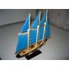 Atlantic Hand Made Wooden Model Sailing Ship 14" Blue Sail
