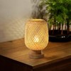 GUANSHAN Bamboo Table Lamp Small Exquisite Bamboo Lampshade Bedside Lamp