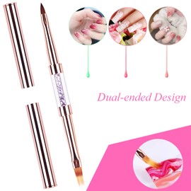Ycyan 1Pcs Dual-ended Nail Design Brushes Rhinestone Handle UV Gel Nail Ombre Brush Nail Drawing Brush Professional Nail Art Tools
