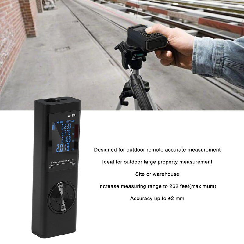 Laser Distance Meter Outdoor Handheld Measure Rechargeable Measurement Tool High