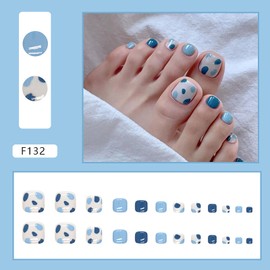 SEMTIM Nail Tips, 24 Pieces, Thumb Nail Stickers, Foot False Nails, Nail Tips, Reusable, Gel Nail Tips, Summer Nails, Weddings, Coming-of-Age Ceremonies, Foot Nails, Easy Nail Removable, For Feet
