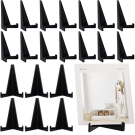 Bucherry 20 Caballetes de Acrílico Triangulares de Exhibición Mini Soporte para Marco de Fotos Soporte de Acrílico para Platos Tarjeta Decoración de Hogar Boda Mesa, 3.4 x 2.5 Pulgadas (Negro)