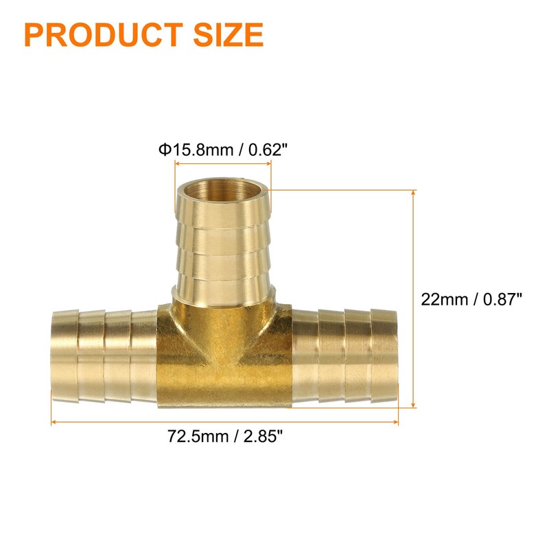 sourcing map Brass Tee Pipe Fitting, 3/4" x 3/4" x