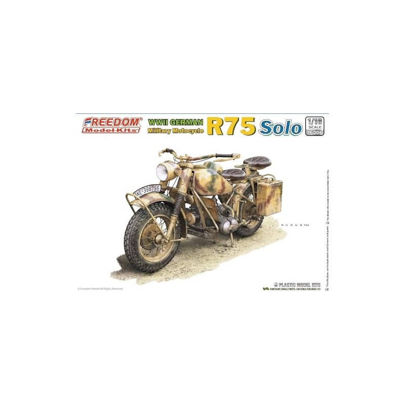 Freedom Model Kit 1/16 Germany R75 Motorcycle Plastic Model FRE16006