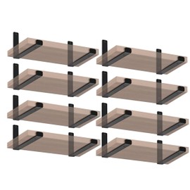 16 Pack - 5.5" L x 4" H x 1.5" W J Lip Shelf Brackets Rustic Farmhouse Iron Wall Floating Shelf Bracket Metal Shelf Bracket Industrial Shelf Supports with Screws Black