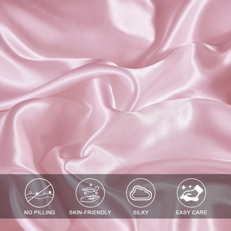 Guchuang Bedding Pink Silk Bedding Set with Ruffle Duvet Cover