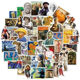 Stikers Decorativos A Prueba Agua Aesthetic Arte Diseño Oil Painting Vinyl Stickers Laptop Pinturas Oleo Periodico Diseños Letras Van Gogh Mona Lisa Graffiti (Retro Oil Painting)