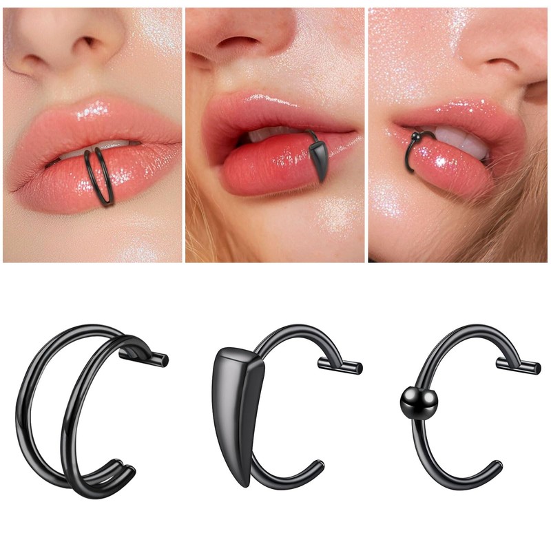 Xpircn Fake Lip Piercings Fake Snake Bite Non-Piercing Lip Cuff