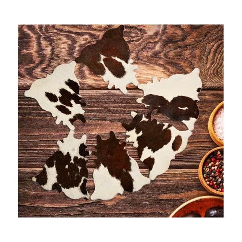 Cowhide Coaster Set of 4 pcs Natural Cowhide Drink Coasters