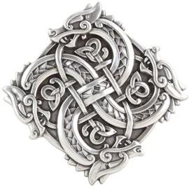 Belt Buckle Celtic Dragons 4.0 cm Buckle Interchangeable Buckle Belt Buckle 40 mm Solid LARP and Medieval Outfit, silver