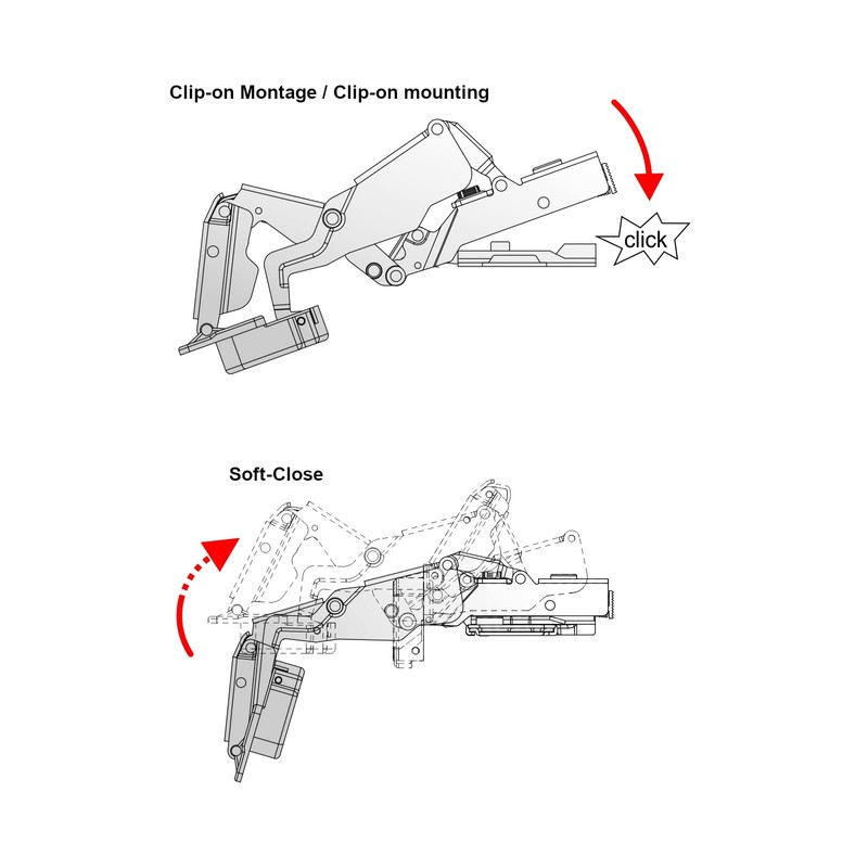 SOTECH Pack of 2 Wide Angle Hinges T45 Inner Stop