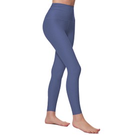 AugIris High Waisted Leggings for Women Fold Over Tummy Control Yoga Leggings Workout Gym No Front Seam Yoga Pants Denim Blue