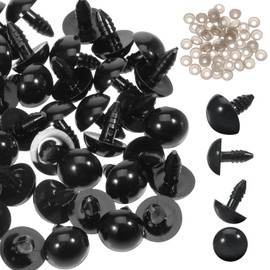 QfwdfcTrenz 50pcs Safety Eyes for Crochet Toys, 14mm Safety Eyes and Washers Set Black Eye for Crochet Plastic Toy Accessories Animal Making Craft for DIY Craft Plush Animals