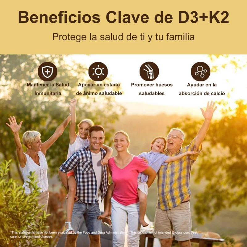 4pc Ganga Vitamina D3+k2 5,000ui 2en1-huesos Y Corazón