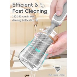 Yasew Electric Bottle Brush Cleaner, Baby Bottle Brush Travel Set, 360° Efficient Cleaning, 2000 mAh Battery, Travel Bottle Brush Set with Drainage Ra