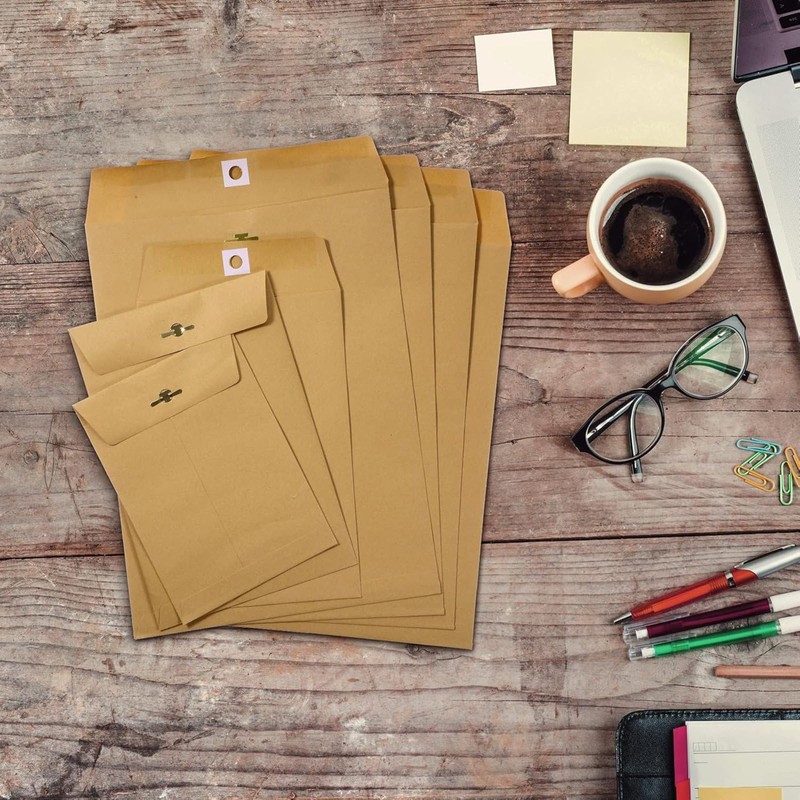 Frienda 4 Sizes Clasp Envelopes Kraft Paper Catalog Clasp Envelope